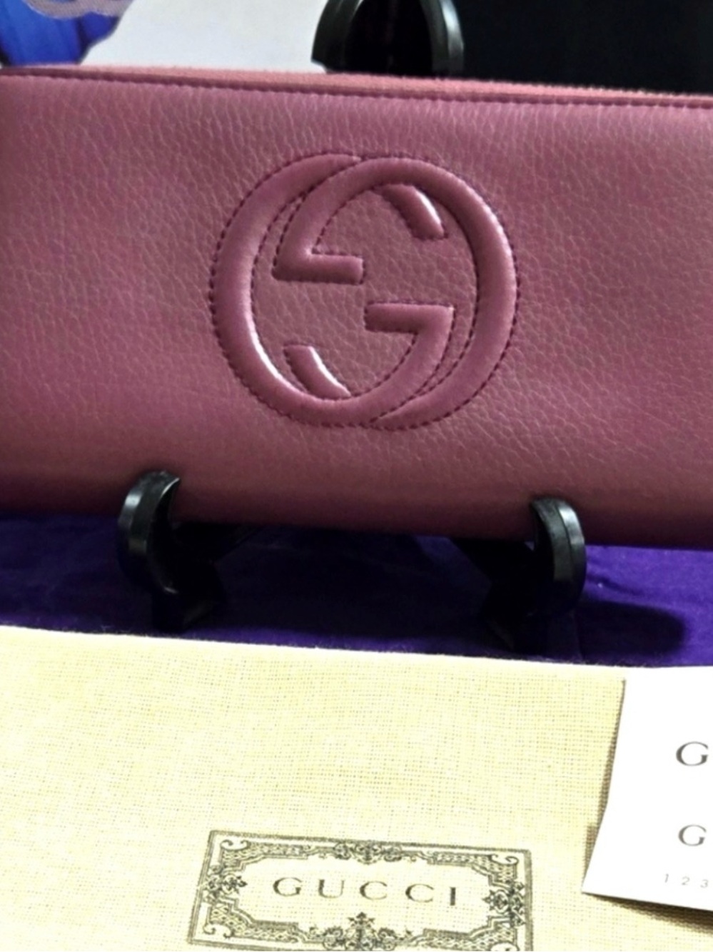 💜❤️GUCCI SOHO GG ZIP AROUND LEATHER WALLET